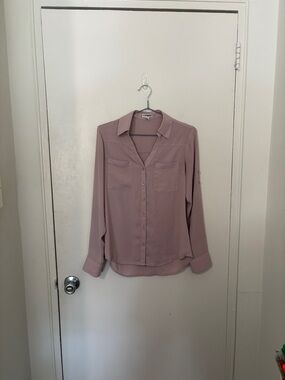 Express Dusty Pink Button-Down Blouse